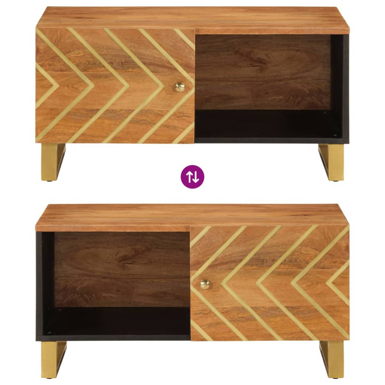 Salontafel 80x50x40 cm massief mangohout bruin en zwart MeubelReus