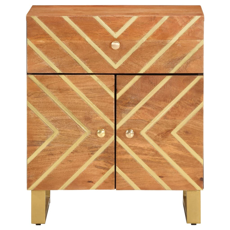 Nachtkastje 50x33x60 cm massief mangohout bruin en zwart MeubelReus