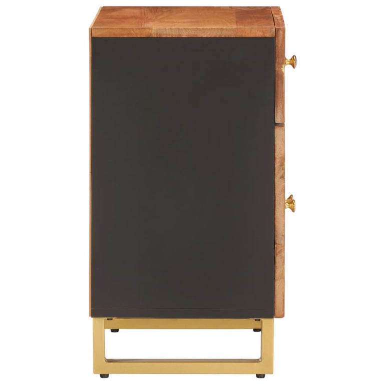 Nachtkastje 50x33x60 cm massief mangohout bruin en zwart MeubelReus