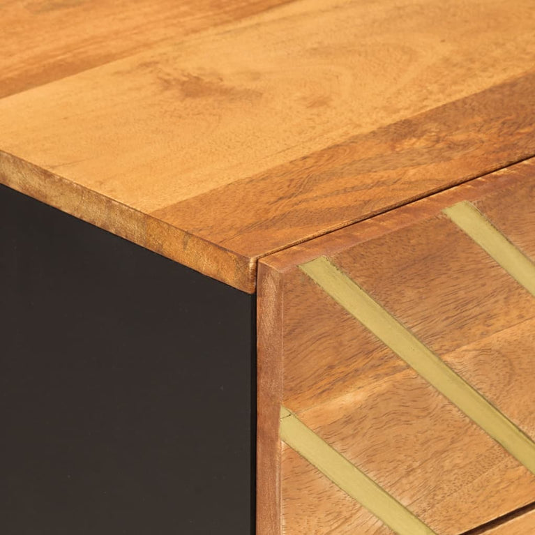 Nachtkastje 50x33x60 cm massief mangohout bruin en zwart MeubelReus