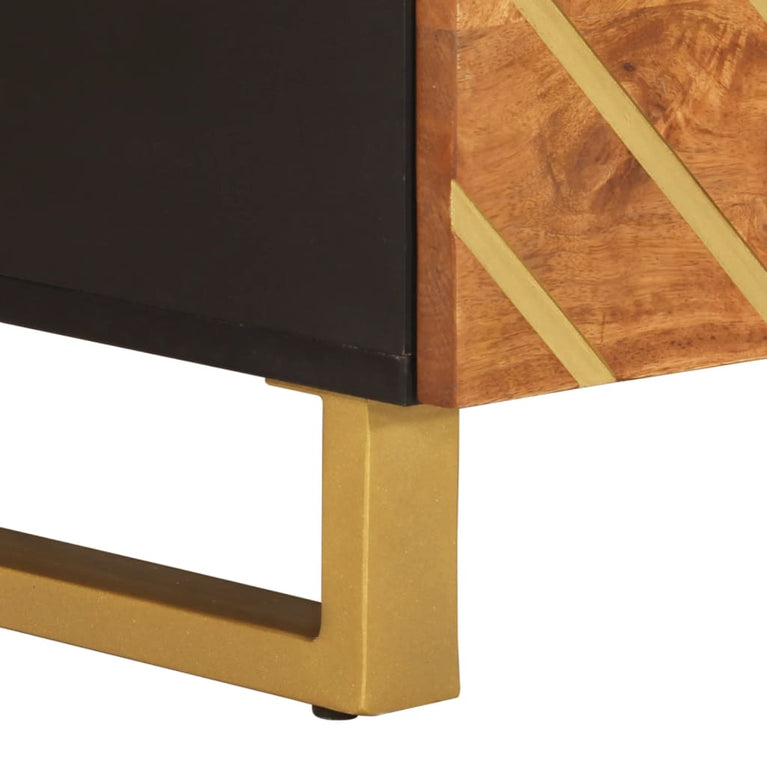 Salontafel 80x54x40 cm massief mangohout bruin en zwart MeubelReus