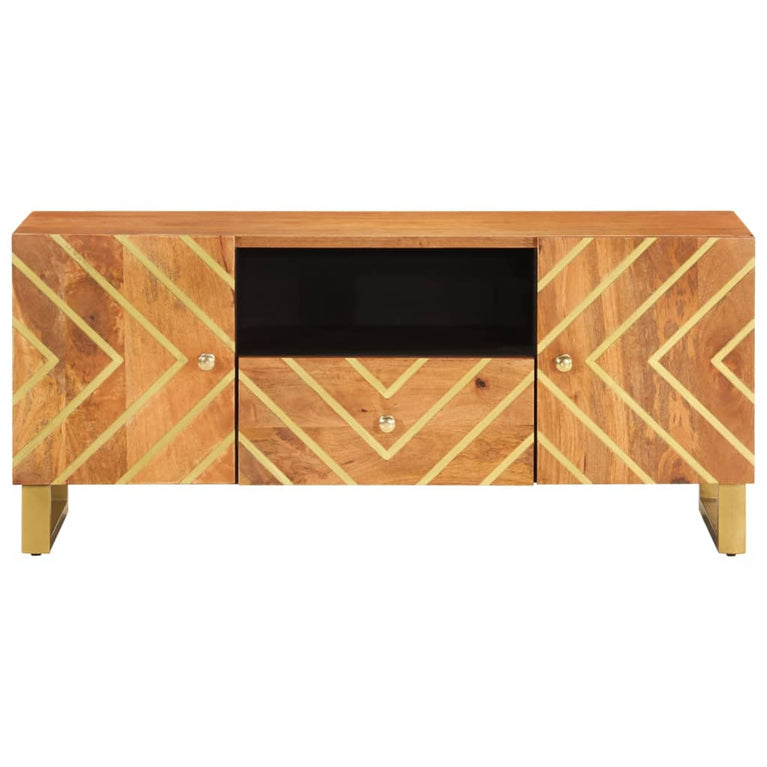 Tv-meubel 105x33,5x46 cm massief mangohout bruin en zwart MeubelReus