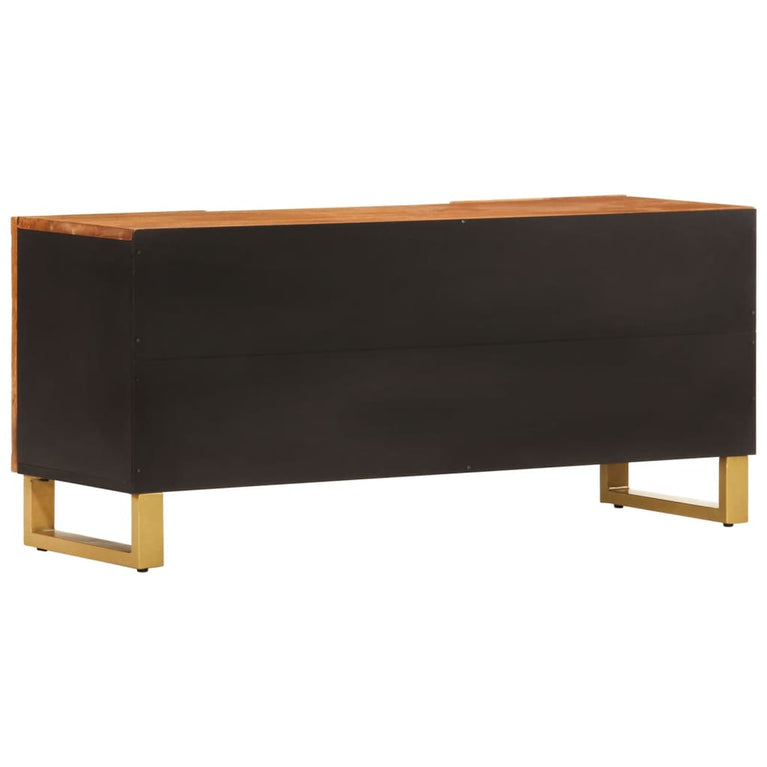 Tv-meubel 105x33,5x46 cm massief mangohout bruin en zwart MeubelReus