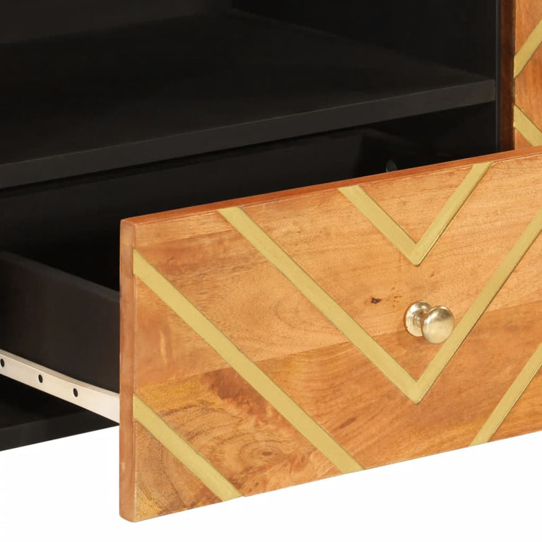 Tv-meubel 105x33,5x46 cm massief mangohout bruin en zwart MeubelReus