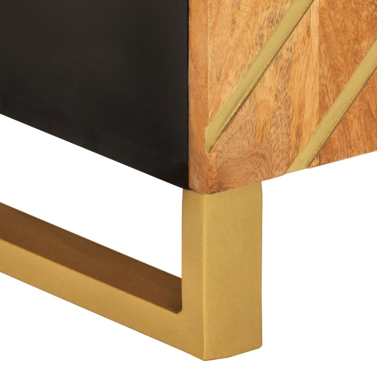 Tv-meubel 105x33,5x46 cm massief mangohout bruin en zwart MeubelReus
