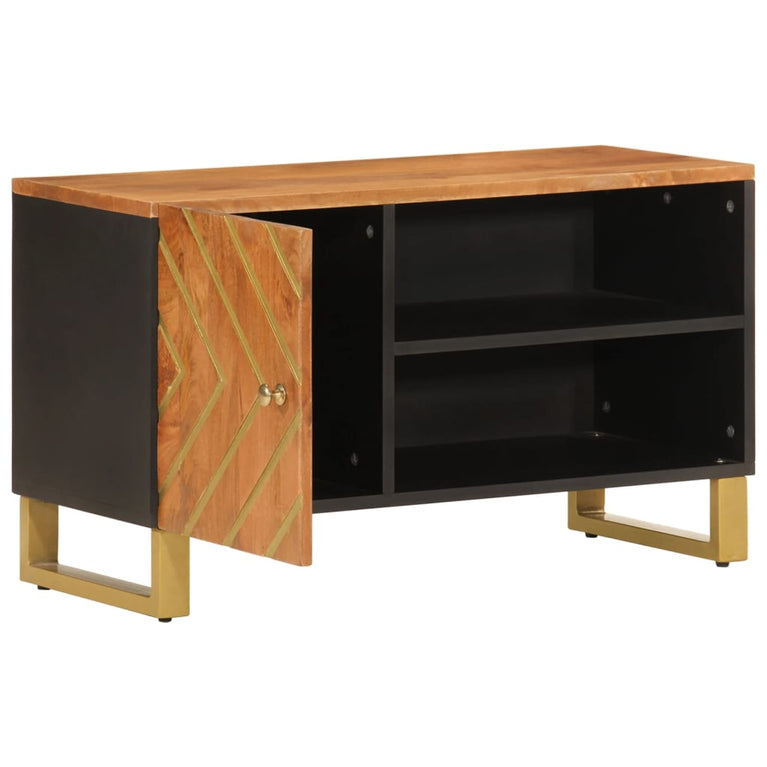 Tv-meubel 80x31,5x46 cm massief mangohout bruin en zwart MeubelReus