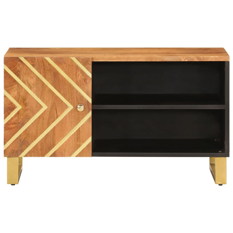 Tv-meubel 80x31,5x46 cm massief mangohout bruin en zwart MeubelReus