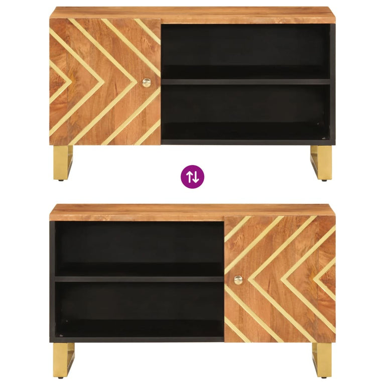 Tv-meubel 80x31,5x46 cm massief mangohout bruin en zwart MeubelReus