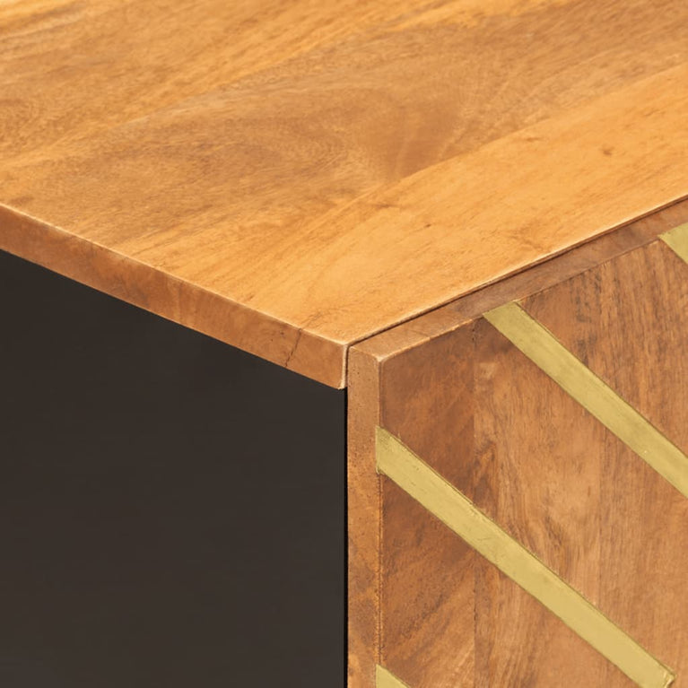 Tv-meubel 80x31,5x46 cm massief mangohout bruin en zwart MeubelReus