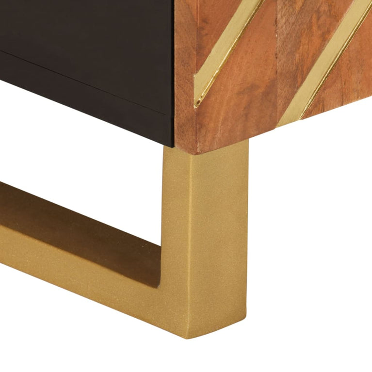 Tv-meubel 80x31,5x46 cm massief mangohout bruin en zwart MeubelReus