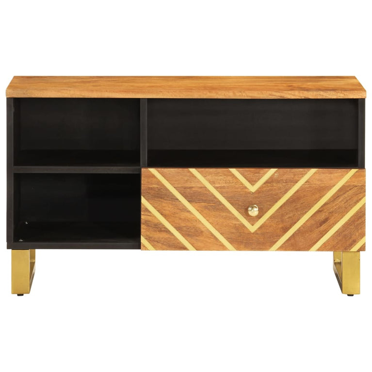 Tv-meubel 80x33,5x46 cm massief mangohout bruin en zwart MeubelReus