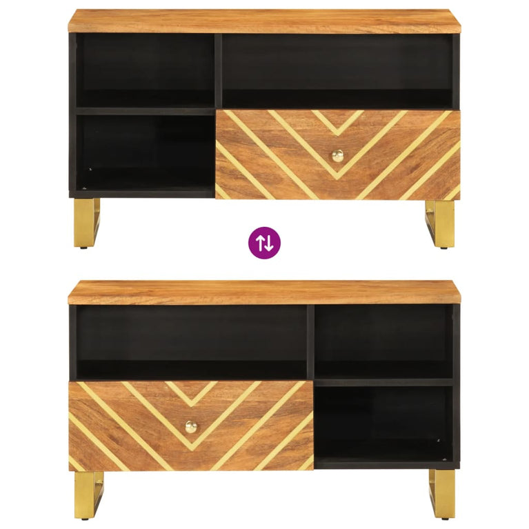 Tv-meubel 80x33,5x46 cm massief mangohout bruin en zwart MeubelReus