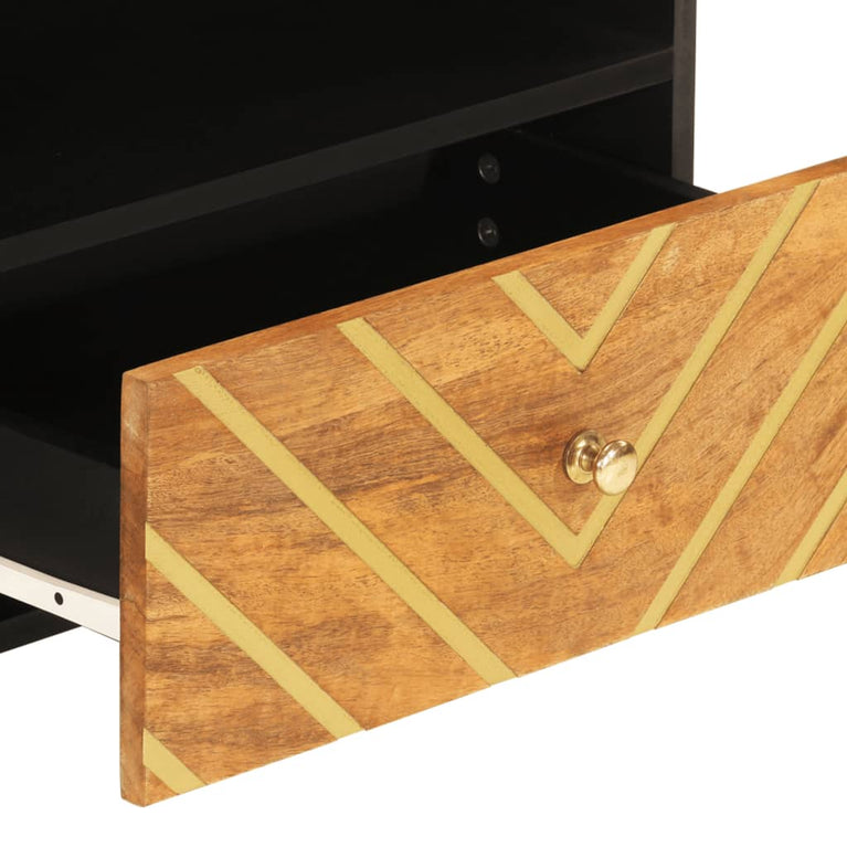 Tv-meubel 80x33,5x46 cm massief mangohout bruin en zwart MeubelReus