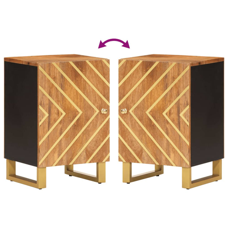 Badkamerkast 38x33,5x58 cm massief mangohout bruin en zwart MeubelReus