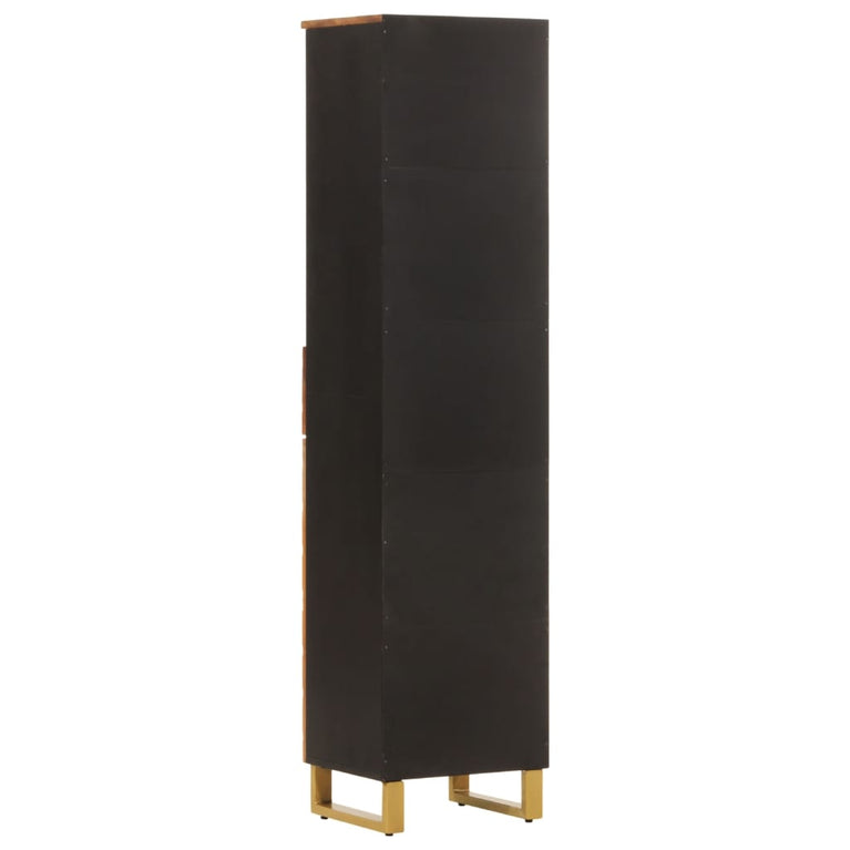 Badkamerkast 38x33,5x160 cm massief mangohout bruin en zwart MeubelReus