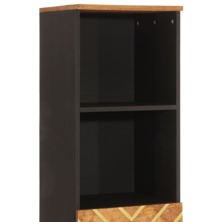 Badkamerkast 38x33,5x160 cm massief mangohout bruin en zwart MeubelReus