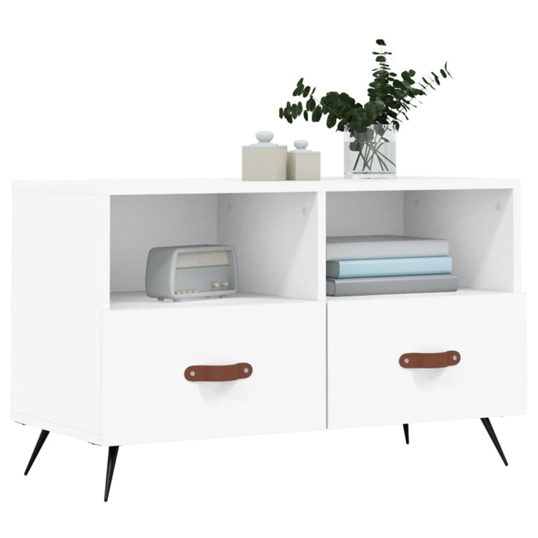Tv-meubel 80x36x50 cm bewerkt hout wit MeubelReus
