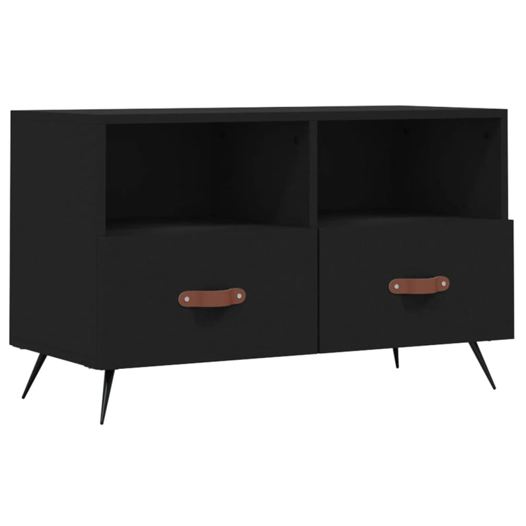 Tv-meubel 80x36x50 cm bewerkt hout zwart MeubelReus