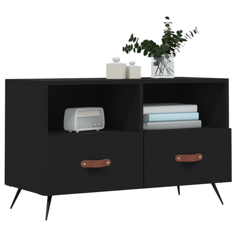Tv-meubel 80x36x50 cm bewerkt hout zwart MeubelReus