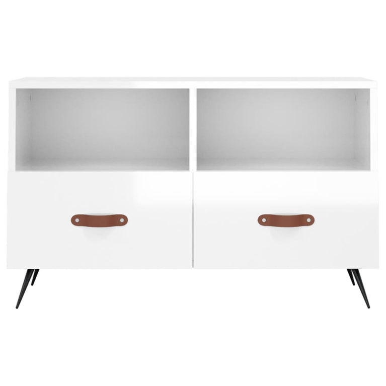 Tv-meubel 80x36x50 cm bewerkt hout hoogglans wit MeubelReus