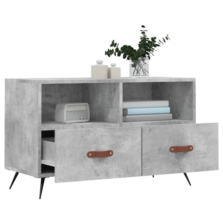 Tv-meubel 80x36x50 cm bewerkt hout betongrijs MeubelReus