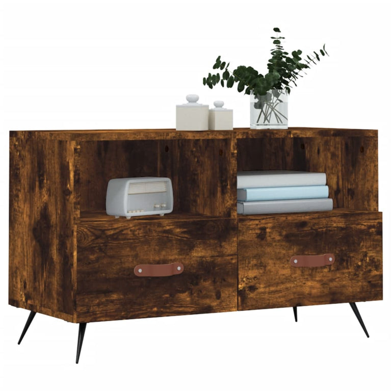 Tv-meubel 80x36x50 cm bewerkt hout gerookt eikenkleurig MeubelReus