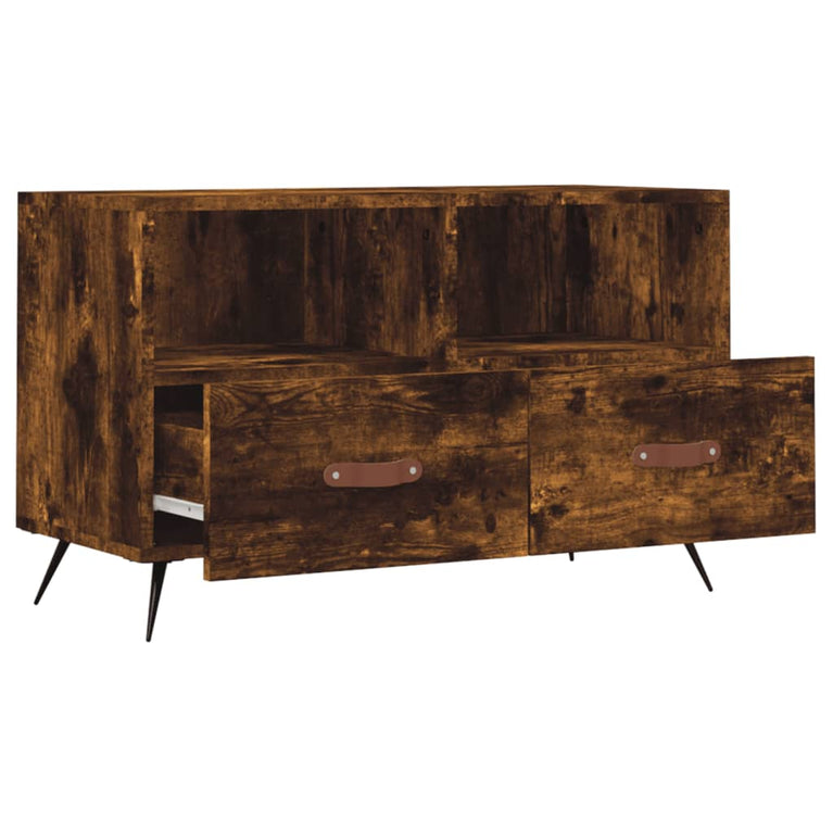 Tv-meubel 80x36x50 cm bewerkt hout gerookt eikenkleurig MeubelReus