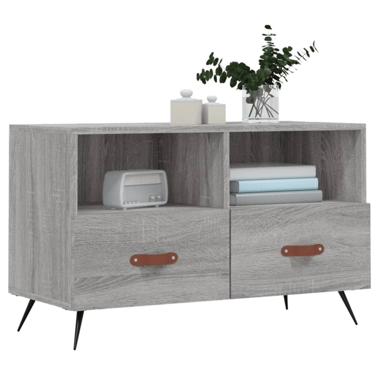 Tv-meubel 80x36x50 cm bewerkt hout grijs sonoma eikenkleurig MeubelReus