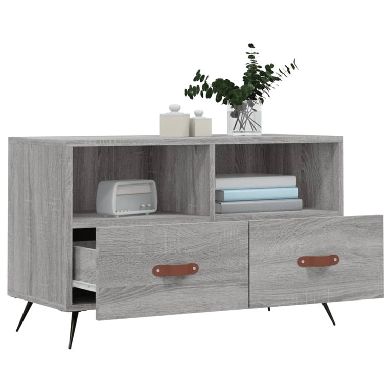 Tv-meubel 80x36x50 cm bewerkt hout grijs sonoma eikenkleurig MeubelReus