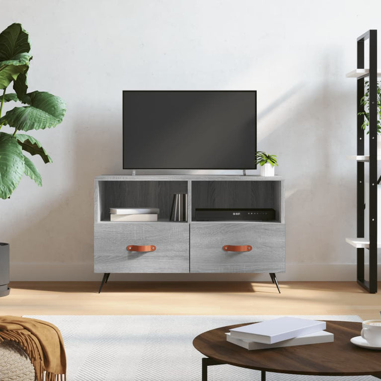 Tv-meubel 80x36x50 cm bewerkt hout grijs sonoma eikenkleurig MeubelReus