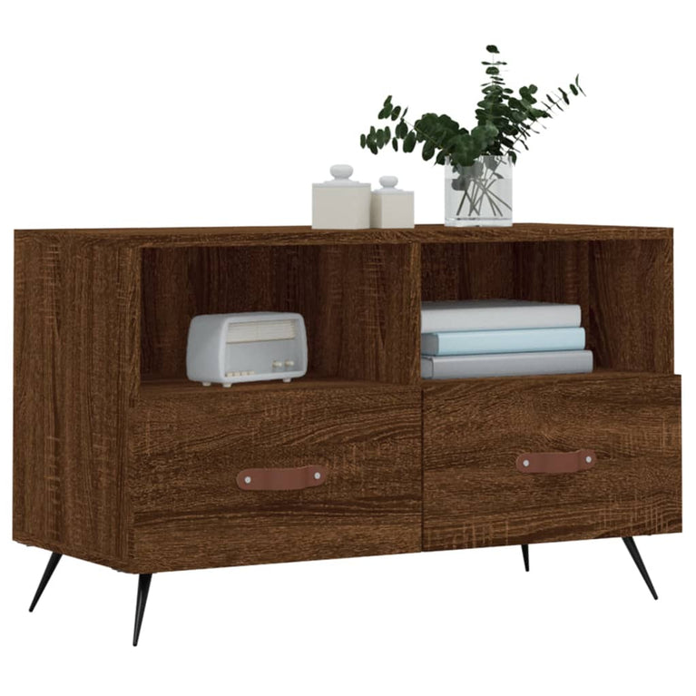Tv-meubel 80x36x50 cm bewerkt hout bruin eikenkleur MeubelReus