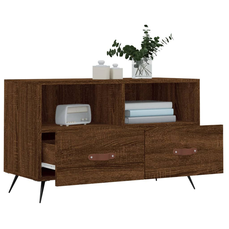 Tv-meubel 80x36x50 cm bewerkt hout bruin eikenkleur MeubelReus