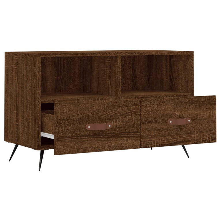 Tv-meubel 80x36x50 cm bewerkt hout bruin eikenkleur MeubelReus