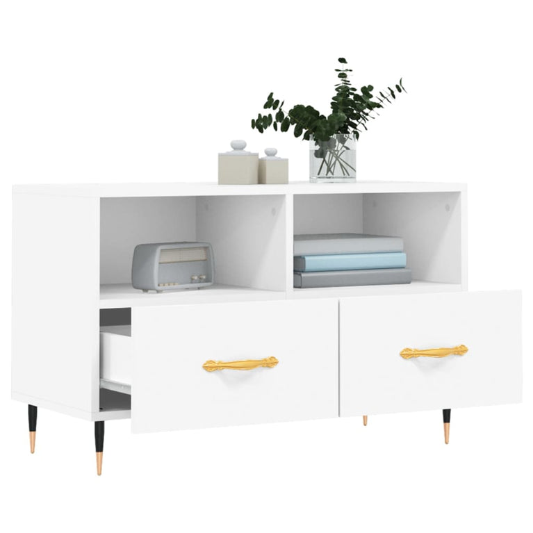 Tv-meubel 80x36x50 cm bewerkt hout wit MeubelReus