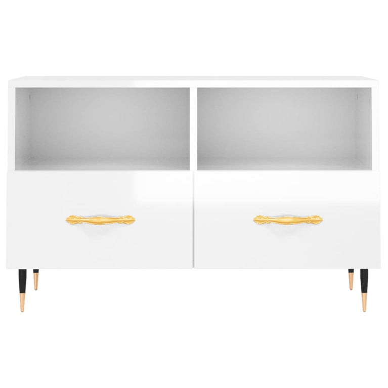 Tv-meubel 80x36x50 cm bewerkt hout hoogglans wit MeubelReus