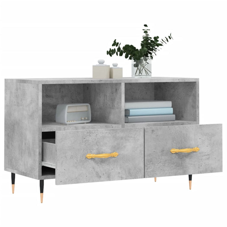 Tv-meubel 80x36x50 cm bewerkt hout betongrijs MeubelReus