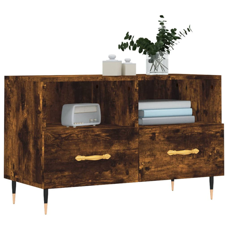 Tv-meubel 80x36x50 cm bewerkt hout gerookt eikenkleurig MeubelReus