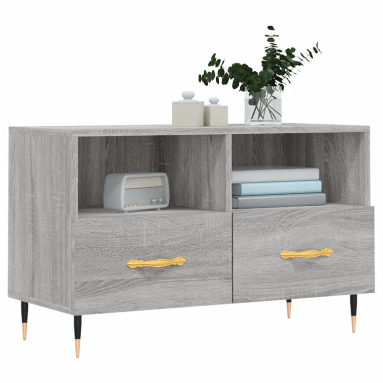 Tv-meubel 80x36x50 cm bewerkt hout grijs sonoma eikenkleurig MeubelReus