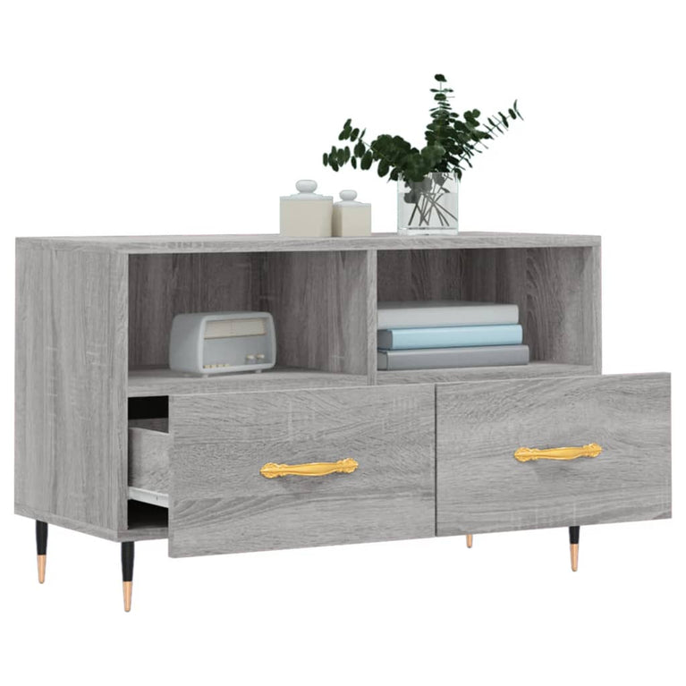 Tv-meubel 80x36x50 cm bewerkt hout grijs sonoma eikenkleurig MeubelReus