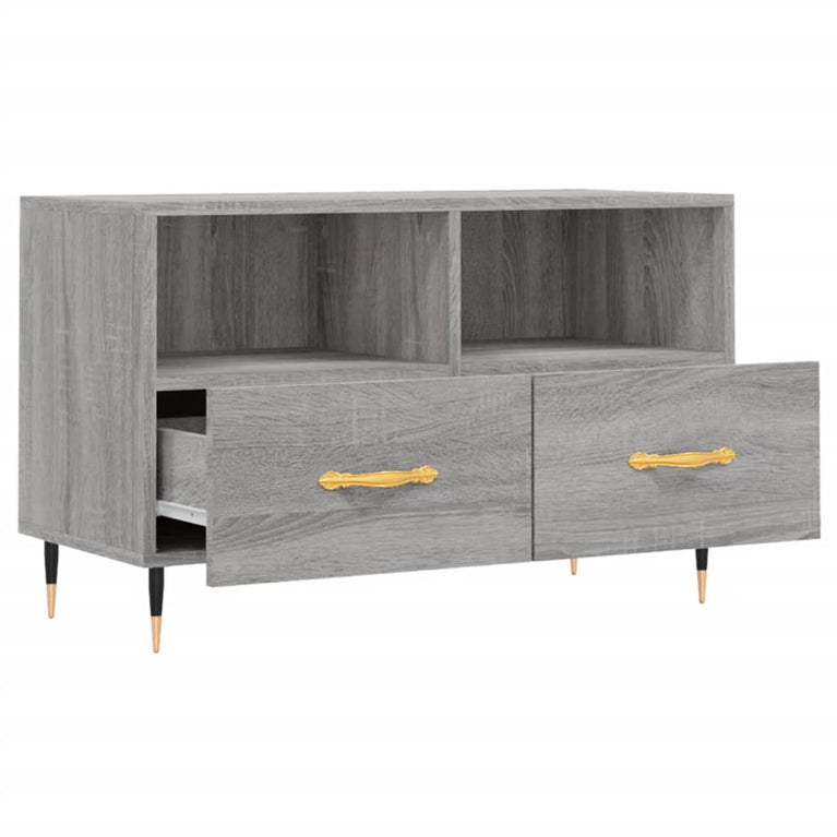 Tv-meubel 80x36x50 cm bewerkt hout grijs sonoma eikenkleurig MeubelReus