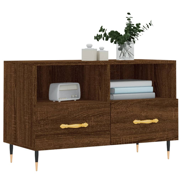 Tv-meubel 80x36x50 cm bewerkt hout bruin eikenkleur MeubelReus