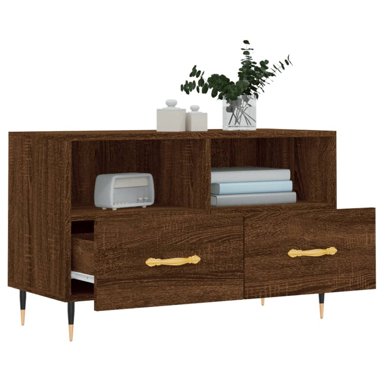 Tv-meubel 80x36x50 cm bewerkt hout bruin eikenkleur MeubelReus