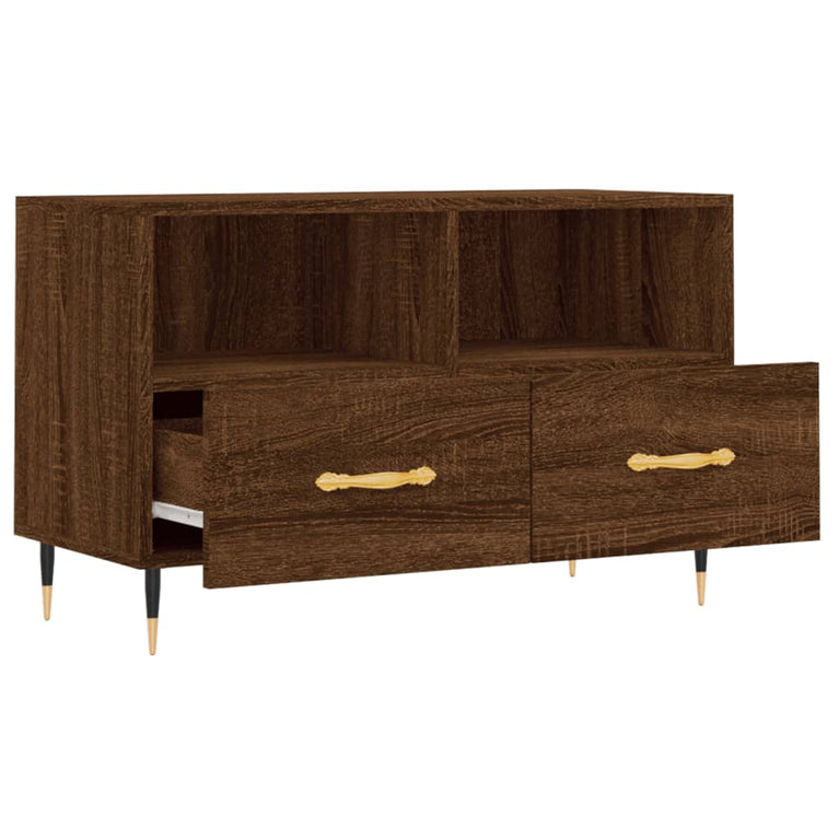 Tv-meubel 80x36x50 cm bewerkt hout bruin eikenkleur MeubelReus