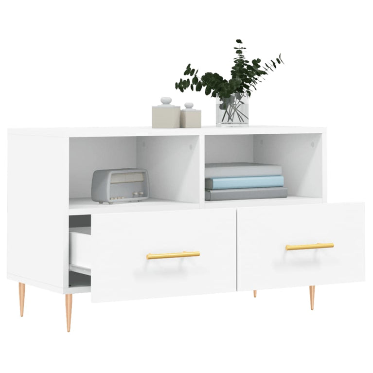Tv-meubel 80x36x50 cm bewerkt hout wit MeubelReus