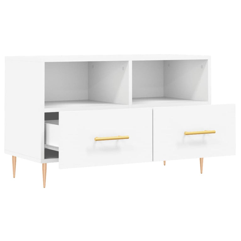 Tv-meubel 80x36x50 cm bewerkt hout wit MeubelReus
