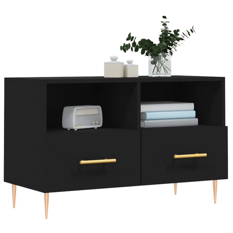 Tv-meubel 80x36x50 cm bewerkt hout zwart MeubelReus