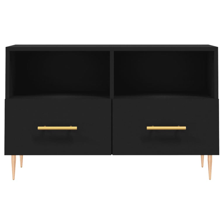 Tv-meubel 80x36x50 cm bewerkt hout zwart MeubelReus