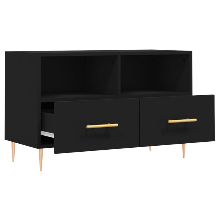 Tv-meubel 80x36x50 cm bewerkt hout zwart MeubelReus