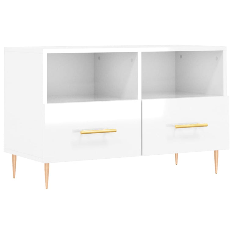 Tv-meubel 80x36x50 cm bewerkt hout hoogglans wit MeubelReus