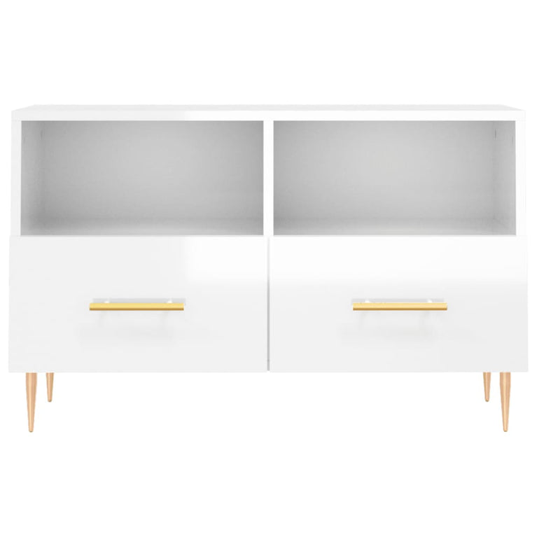 Tv-meubel 80x36x50 cm bewerkt hout hoogglans wit MeubelReus